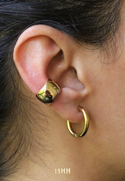 18K Gold Plated Minimal Hinged Hoop Earrings - 19mm