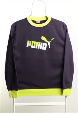 Vintage Puma Crewneck Sweatshirt Navy Neon Green