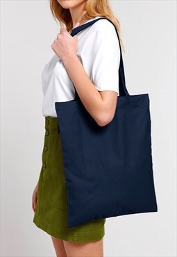 Women's Essential Cotton Shoulder Tote Bag - Navy Blue