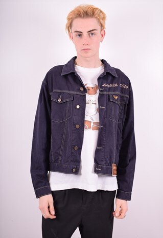 AVIREX MENS VINTAGE DENIM JACKET LARGE BLUE 90'S