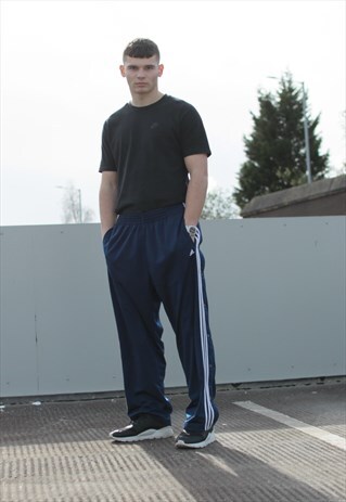 VINTAGE NAVY ADIDAS POPPER JOGGERS