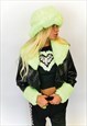 JUNGLECLUB FAUX FUR LIME GREEN BUCKET HAT