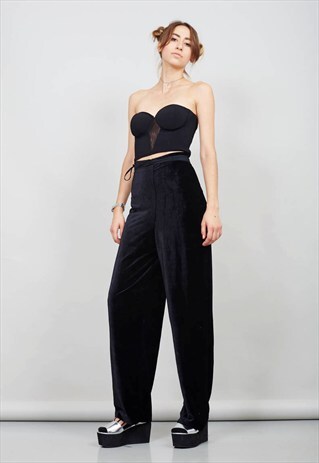 VINTAGE SUPER HIGH WAISTED 90'S VELVET TROUSERS