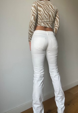 Vintage White Mid Waist Denim Trousers