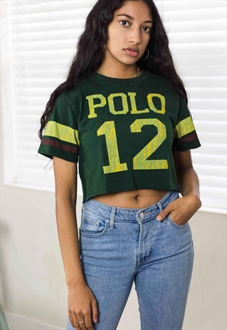 VINTAGE RALPH LAUREN REWORKED CROP TOP LOGO 90S ONE SIZE 3.9