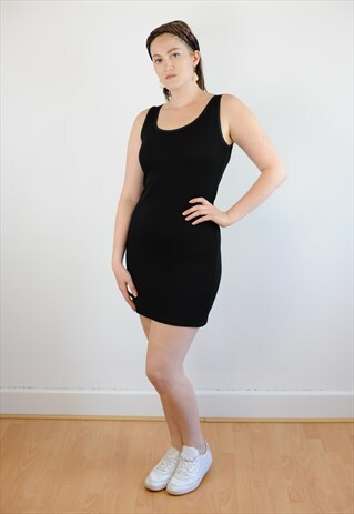WOMENS VINTAGE 80S 90S FENDI DRESS STRETCHY BLACK BODYCON
