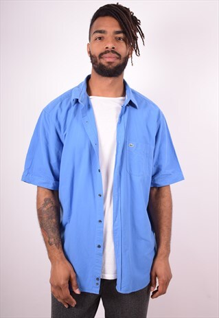 LACOSTE MENS VINTAGE SHIRT XL BLUE 90S