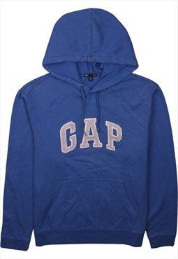 Vintage 90's Gap Hoodie Spellout Pullover Blue Medium