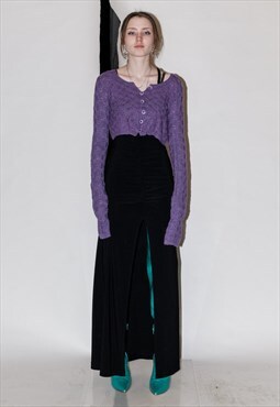 Vintage Y2K cute longsleeve cropped cardigan in iris purple
