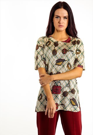 VINTAGE PATTERNED KNIT BLOUSE ACBL50