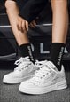 PATCHWORK SNEAKERS RETRO SPORT SHOES SKATER TRAINERS WHITE