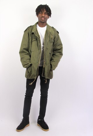 VINTAGE GREEN THICK ARMY JACKET