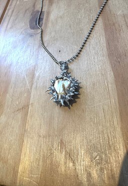  spike necklace with mother of pearl Bead goth punk 