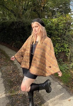 Vintage 60s derw welsh wool tapestry poncho 