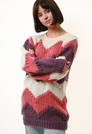 90S VINTAGE OLDSCHOOL PATTERN KNITWEAR SWEATER 1134