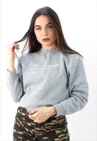 90'S RETRO GREY SPELL-OUT SWEATSHIRT