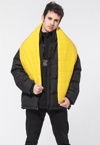 YELLOW QUILTED SCARF PUFFER LIMITED SKI WINTER