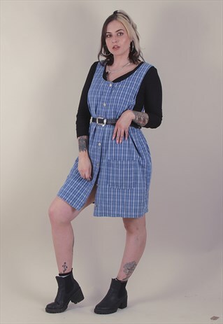 VINTAGE 90'S OVERSIZED DENIM PINAFORE DRESS /A11027