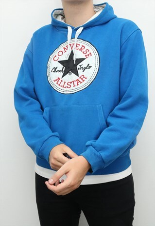 CONVERSE - BLUE EMBRIODERED HOODIE - LARGE