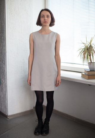 VINTAGE 90'S MINI BEIGE SLEEVELESS DRESS