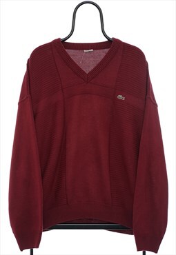 Vintage Chemise Lacoste 90s Maroon Jumper Mens