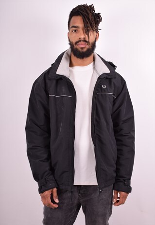 FRED PERRY MENS VINTAGE JACKET LARGE BLACK 90S
