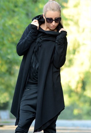 OVERSIZED HOODIE/ BLACK LONG HOODIE