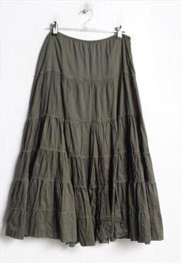 Vintage Y2k Frilly Midi Skirt Green