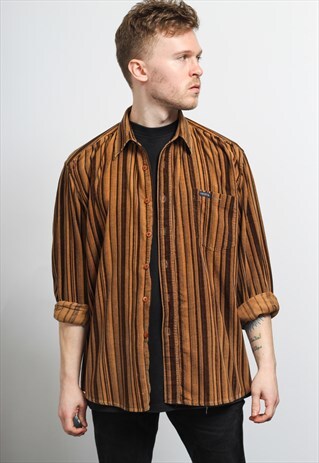 VINTAGE CORDUROY CORD STRIPED SHIRT