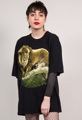 VINTAGE 90'S BLACK LION T-SHIRT