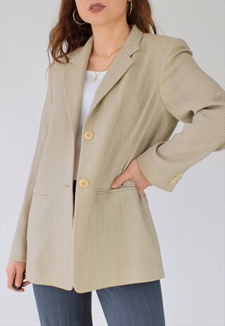 VINTAGE 90S 80S MAX MARA BLAZER JACKET BEIGE S