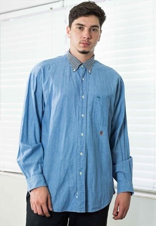 VINTAGE TOMMY HILFIGER SHIRT LOGO 90S L 10.7