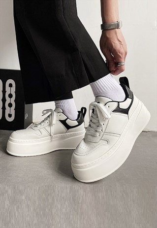 CHUNKY SNEAKERS EDGY PLATFORM TRAINERS RETRO SHOES IN WHITE