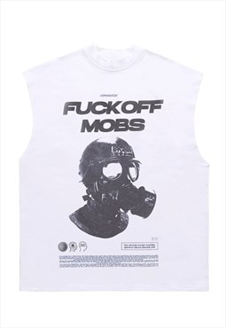 Punk sleeveless t-shirt gas mask tank top retro surfer vest