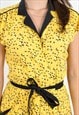 WOMEN'S S WRAP DRESS FLORAL YELLOW COLLARED CLASSY VINTAGE