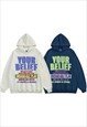 POSTER PRINT HOODIE RETRO PULLOVER UNSHAKABLE SLOGAN TOP