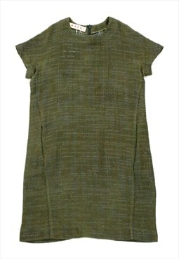 Marni Dress Vintage Cap Sleeve Woven texture Green