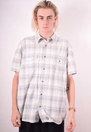WRANGLER MENS VINTAGE SHIRT LARGE WHITE CHECK 90S