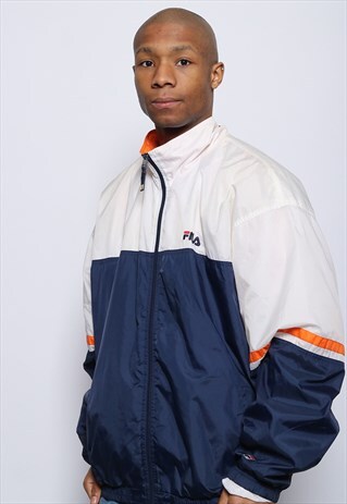 VINTAGE FILA LOGO TRACK JACKET BLUE WHITE