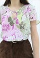 90S VINTAGE MULTICOLOURED FLORAL BLOUSE TOP (SIZE M)