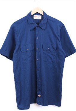 Vintage Dickies Shirt Navy Short Sleeve With Chest Pockets 