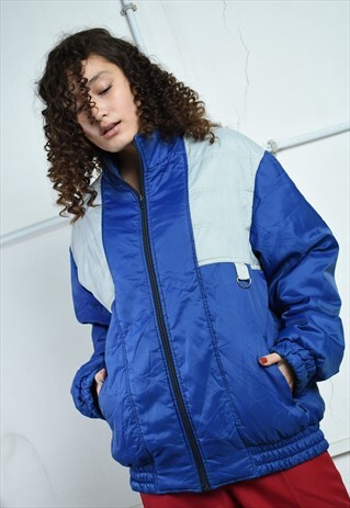 VINTAGE 70S RETRO SPORTS SKIING PUFFER CROPPED BOMBER JACKET