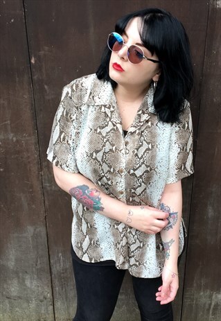 VINTAGE 90'S SNAKESKIN PRINT BLOUSE