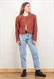 VINTAGE 80'S BROWN SUEDE CROPPED JACKET 