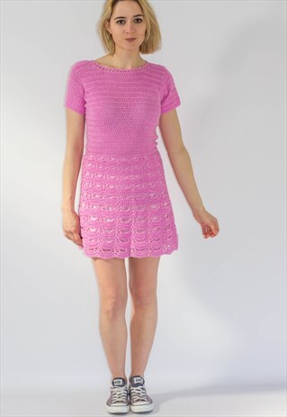 VINTAGE 90'S CROCHET FESTIVAL MINI DRESS