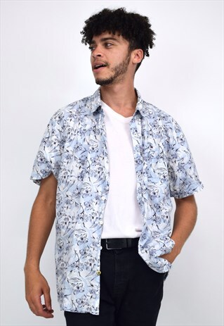 VINTAGE 90S TOMMY HILFIGER BLUE PRINT SHIRT