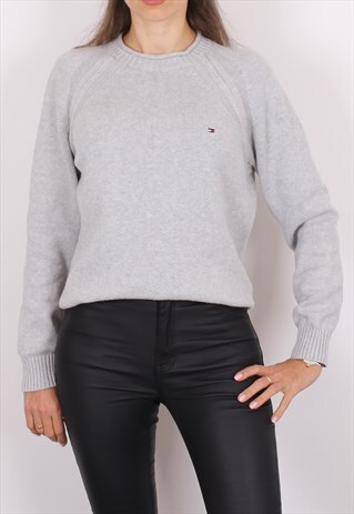 tommy hilfiger grey v neck jumper