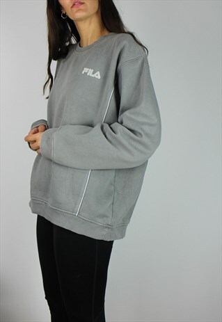 VINTAGE FILA SWEATSHIRT JUMPER W SPELL OUT LOGO FRONT
