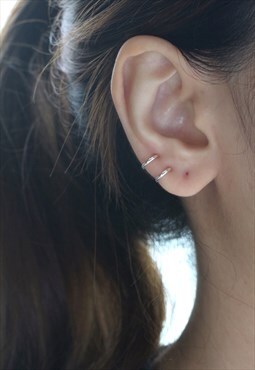 Tiny Hoop Earrings, Cartilage Earring 9mm - Sterling Silver