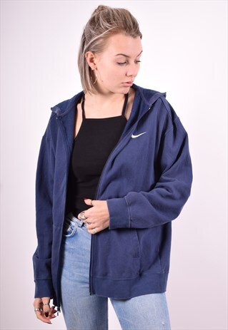 NIKE WOMENS VINTAGE HOODIE JACKET XL BLACK 90'S